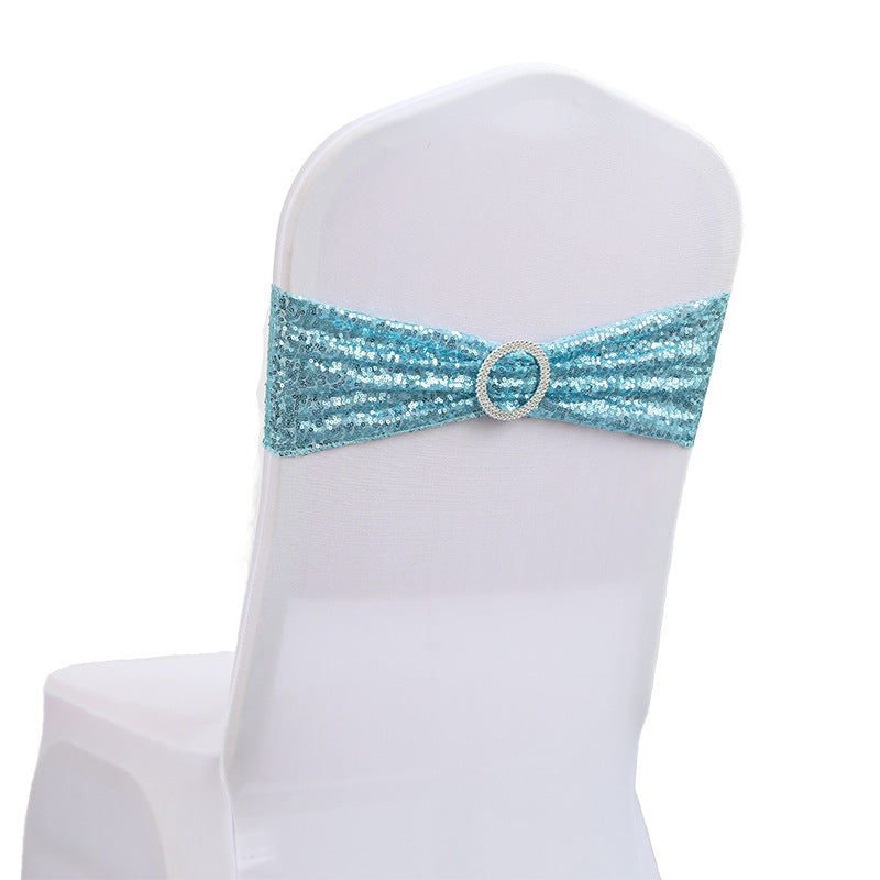 5 Pc Sequin Spandex Chair Sashes 6"x14" Sky Blue