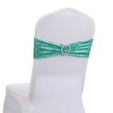 5 Pc Sequin Spandex Chair Sashes 6"x14" Tiffany Blue