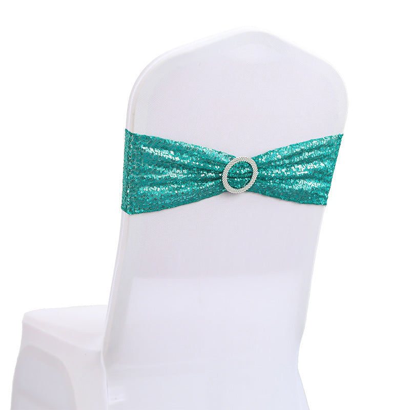 5 Pc Sequin Spandex Chair Sashes 6"x14" Peacock Green
