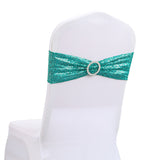 5 Pc Sequin Spandex Chair Sashes 6"x14" Peacock Green