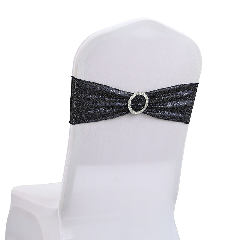 5 Pc Sequin Spandex Chair Sashes 6"x14" Dark Blue