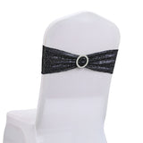 5 Pc Sequin Spandex Chair Sashes 6"x14" Dark Blue