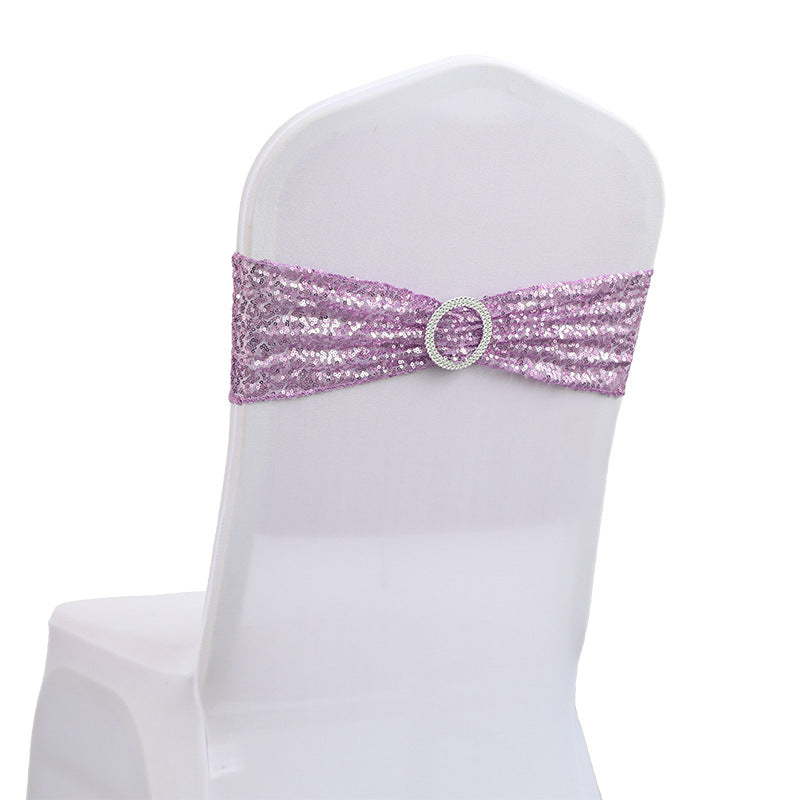 5 Pc Sequin Spandex Chair Sashes 6"x14" Rose Purple