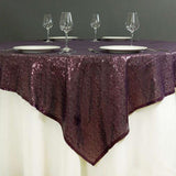 Sequin Square Table Overlay 72"x72" Eggplant Purple