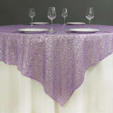 Sequin Square Table Overlay 72"x72" Lavender Purple