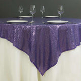 Sequin Square Table Overlay 72"x72" Purple