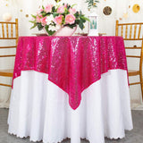 Sequin Square Table Overlay 72"x72" Rose Red