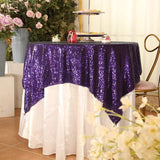 Sequin Square Table Overlay 72"x72" Purple