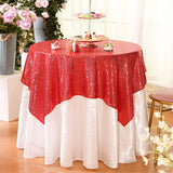 Sequin Square Table Overlay 72"x72" Red