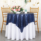 Sequin Square Table Overlay 72"x72" Navy Blue