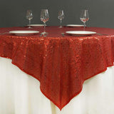 Sequin Square Table Overlay 72"x72" Red