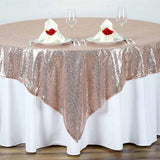 Sequin Square Table Overlay 72"x72" Rose Gold