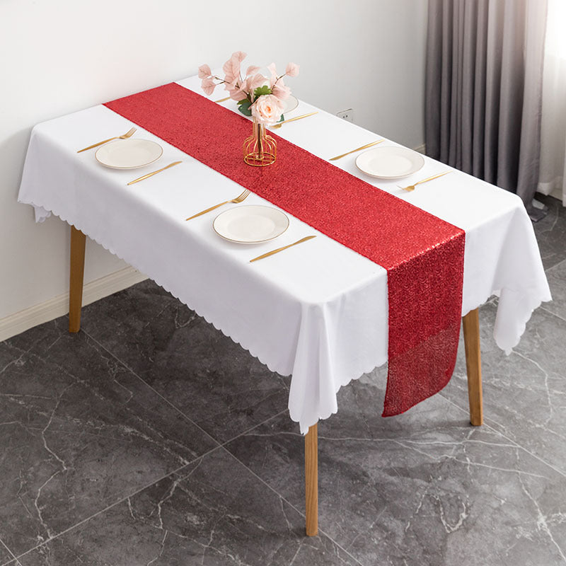 Sequin Table Runner 12" x 110" Red