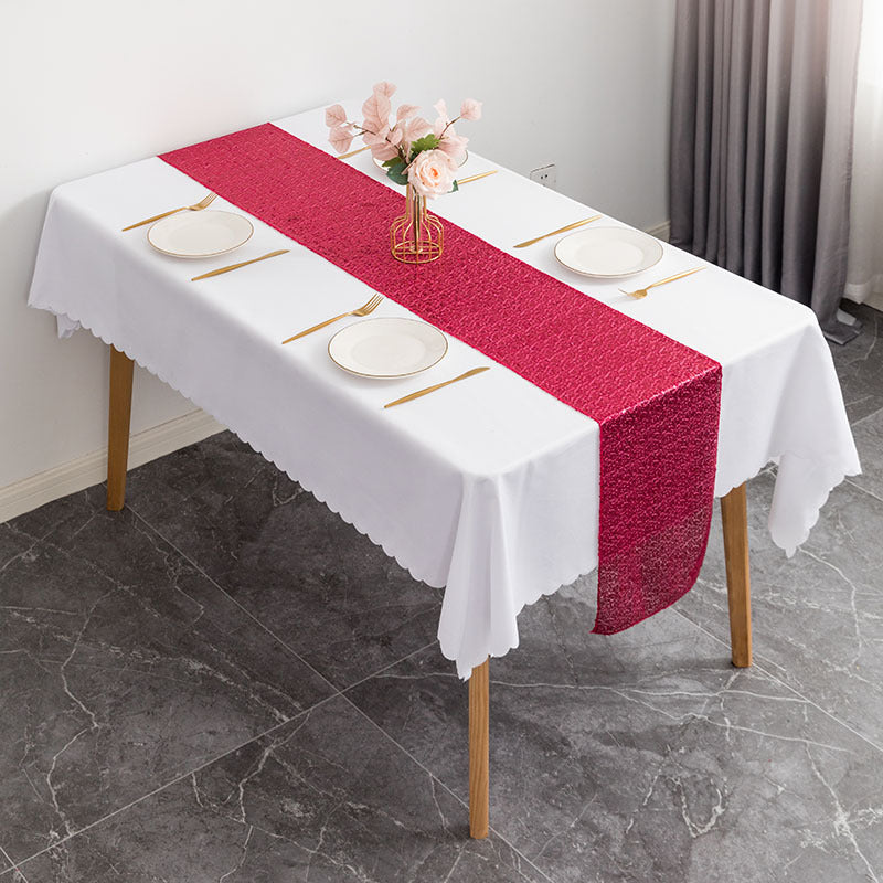 Sequin Table Runner 12" x 110" Rose Red