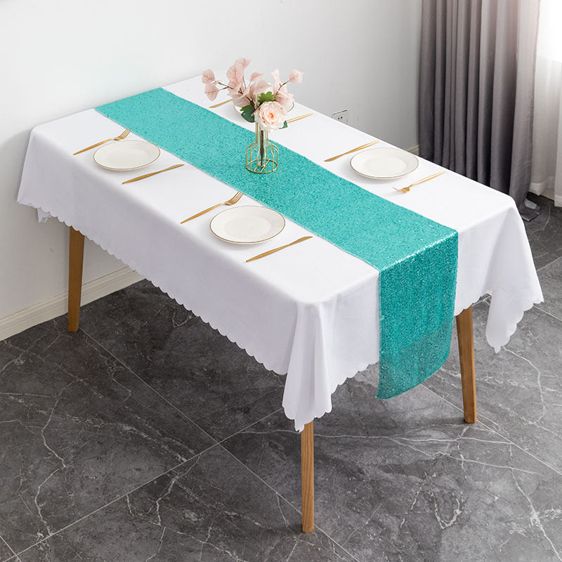 Sequin Table Runner 12" x 110" Tiffany Blue