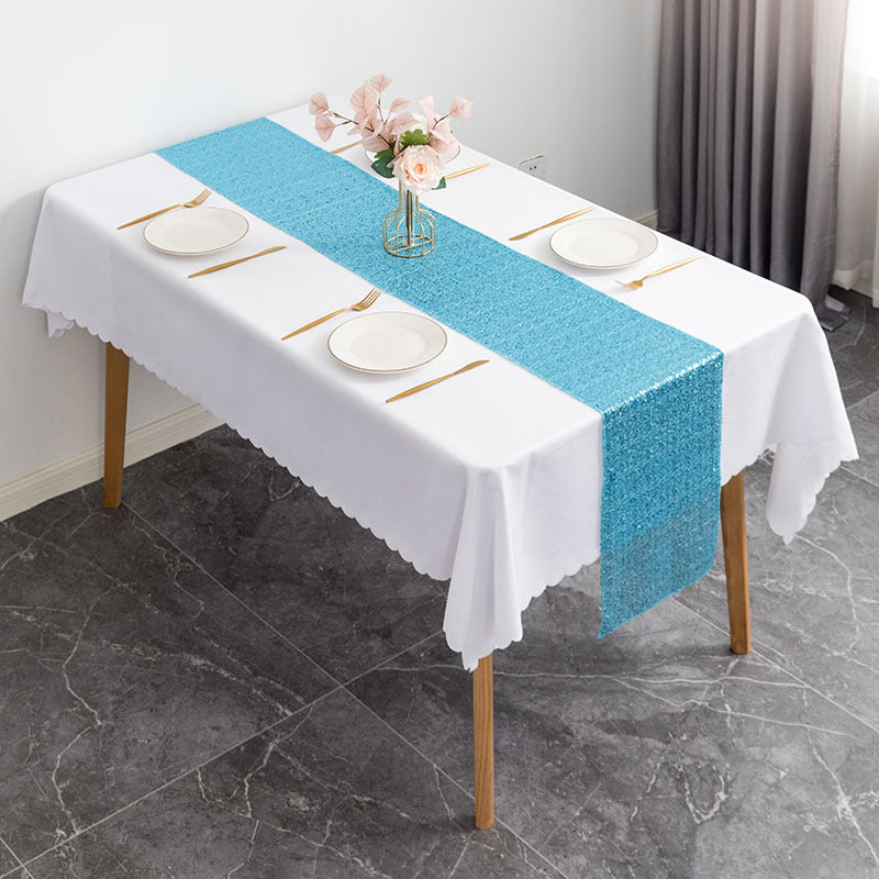 Sequin Table Runner 12" x 110" Sky Blue