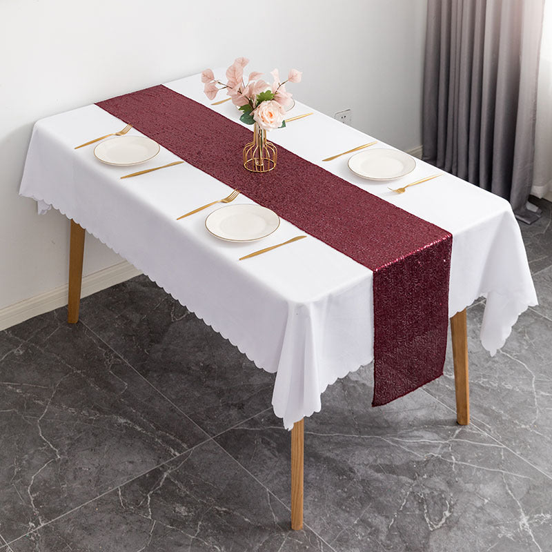 Sequin Table Runner 12" x 110" Wine Red