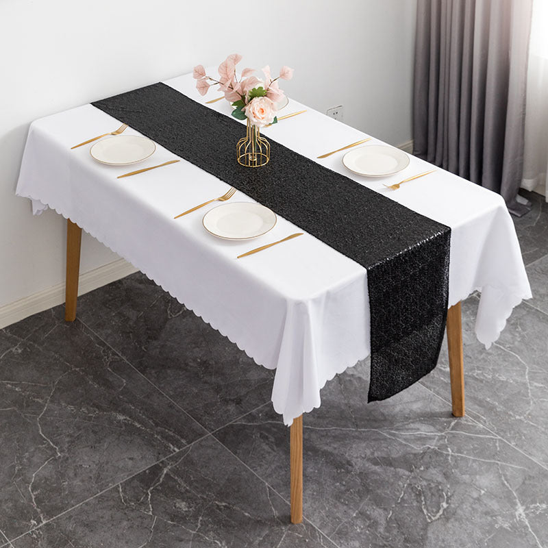 Sequin Table Runner 12" x 110" Black