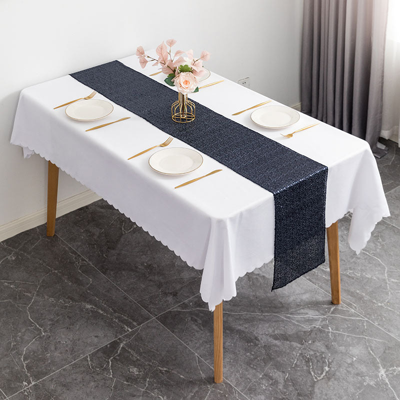 Sequin Table Runner 12" x 110" Dark Blue