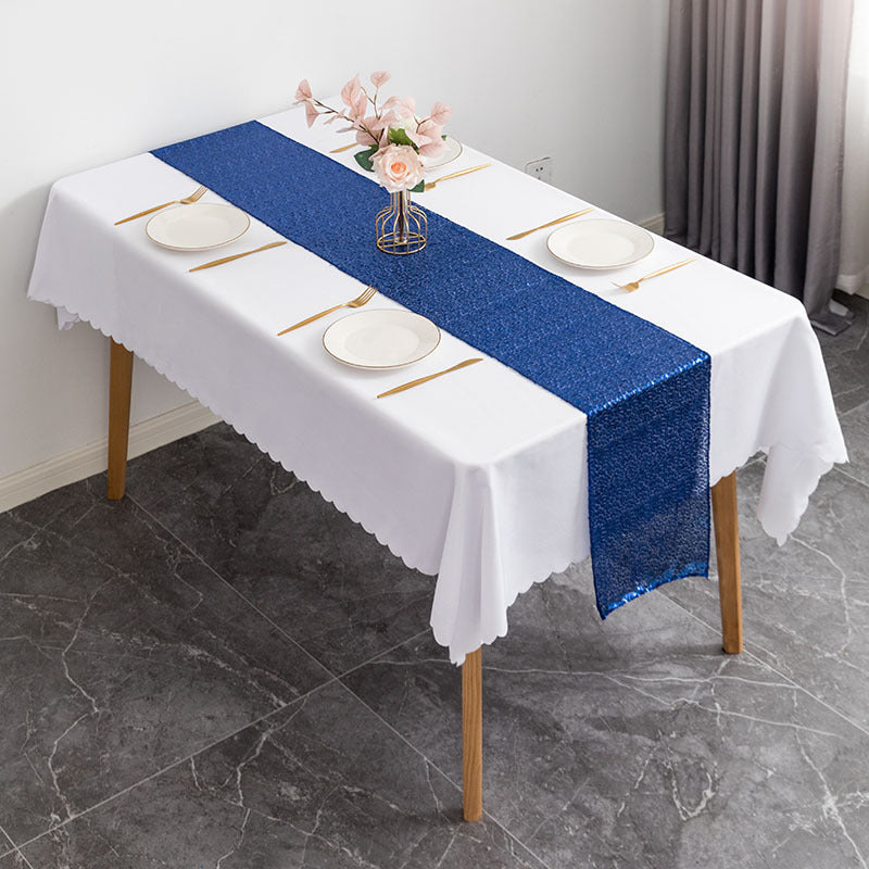 Sequin Table Runner 12" x 110" Royal Blue