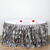 Curly Willow 14ft Table Skirt Silver Gray