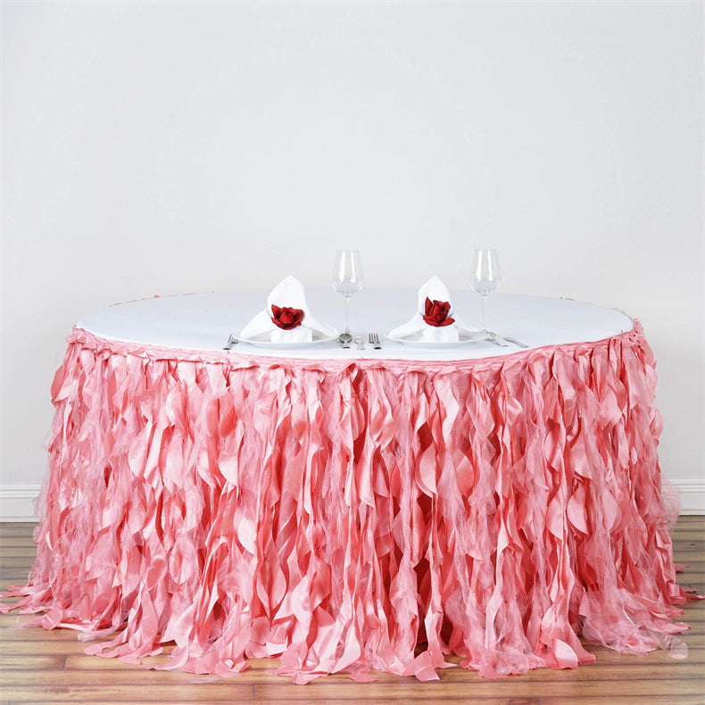 Curly Willow 14ft Table Skirt Skin Powder