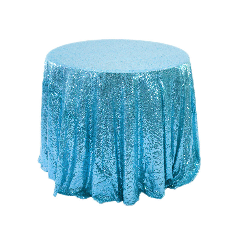 Sequin Round Tablecloth 120" Sky Blue