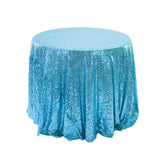 Sequin Round Tablecloth 120" Sky Blue