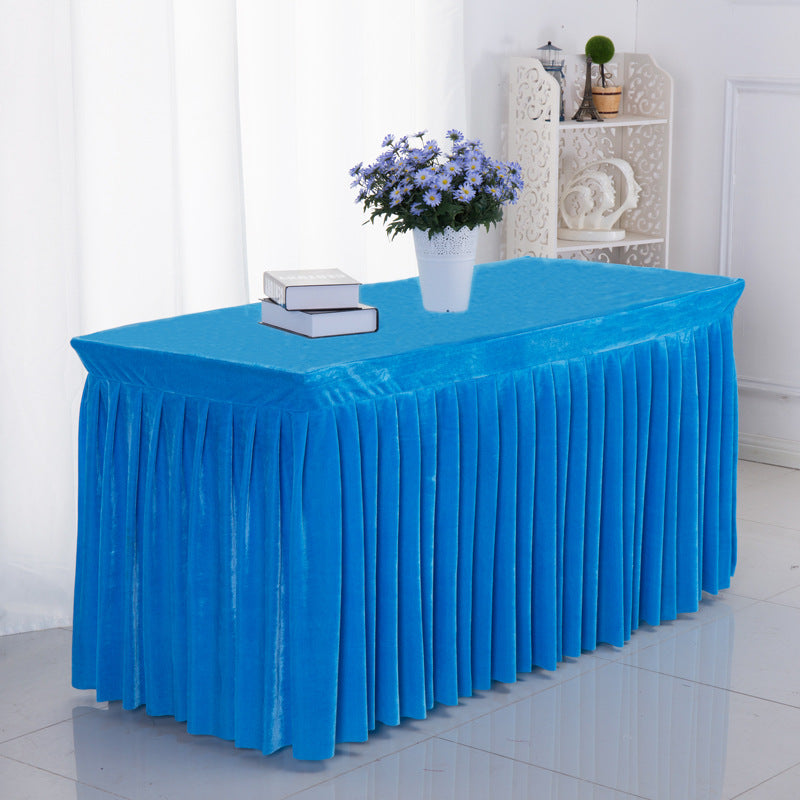 Velvet Rectangular Table Skirt 62"x23"x29" Sky Blue