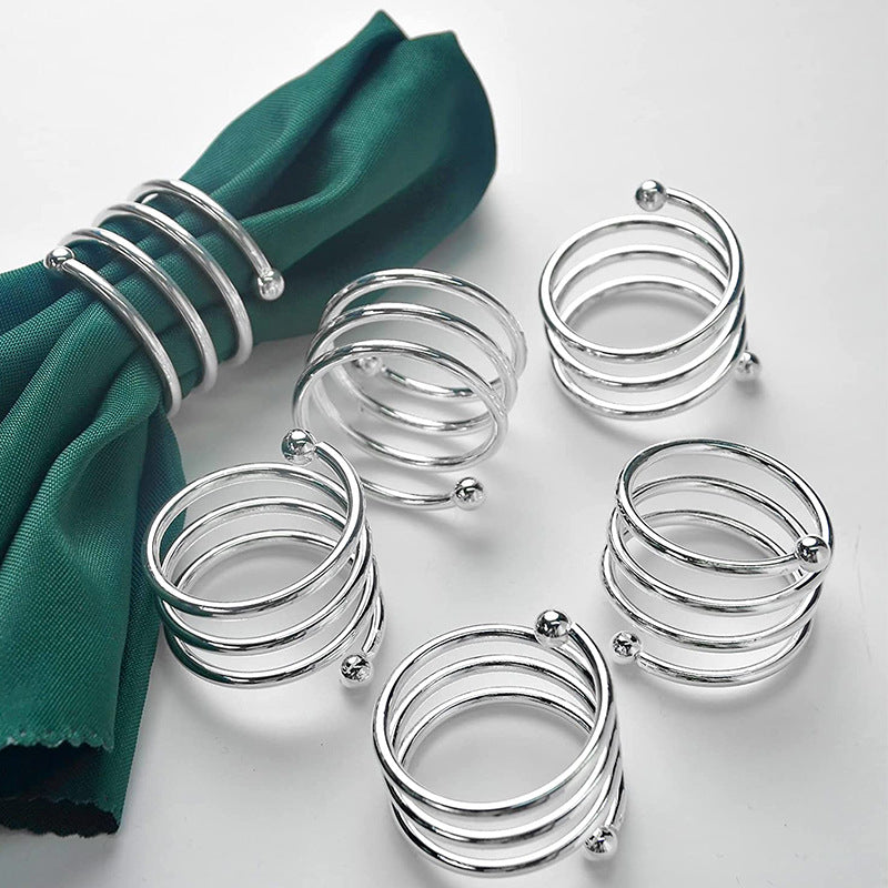 4 Pc Plated Spiral Aluminum Napkin Rings Silver