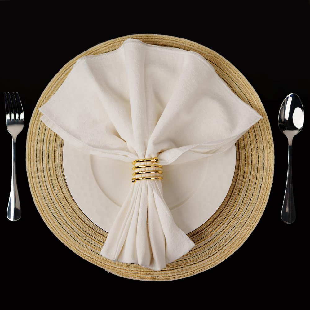 4 Pc Plated Spiral Aluminum Napkin Rings Gold