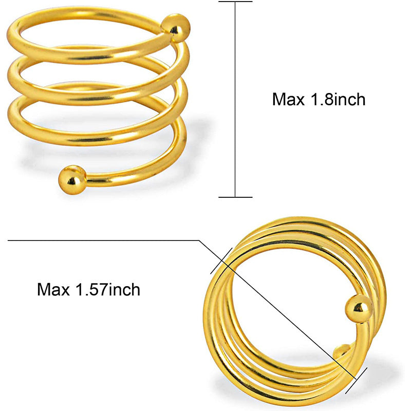 4 Pc Plated Spiral Aluminum Napkin Rings Gold