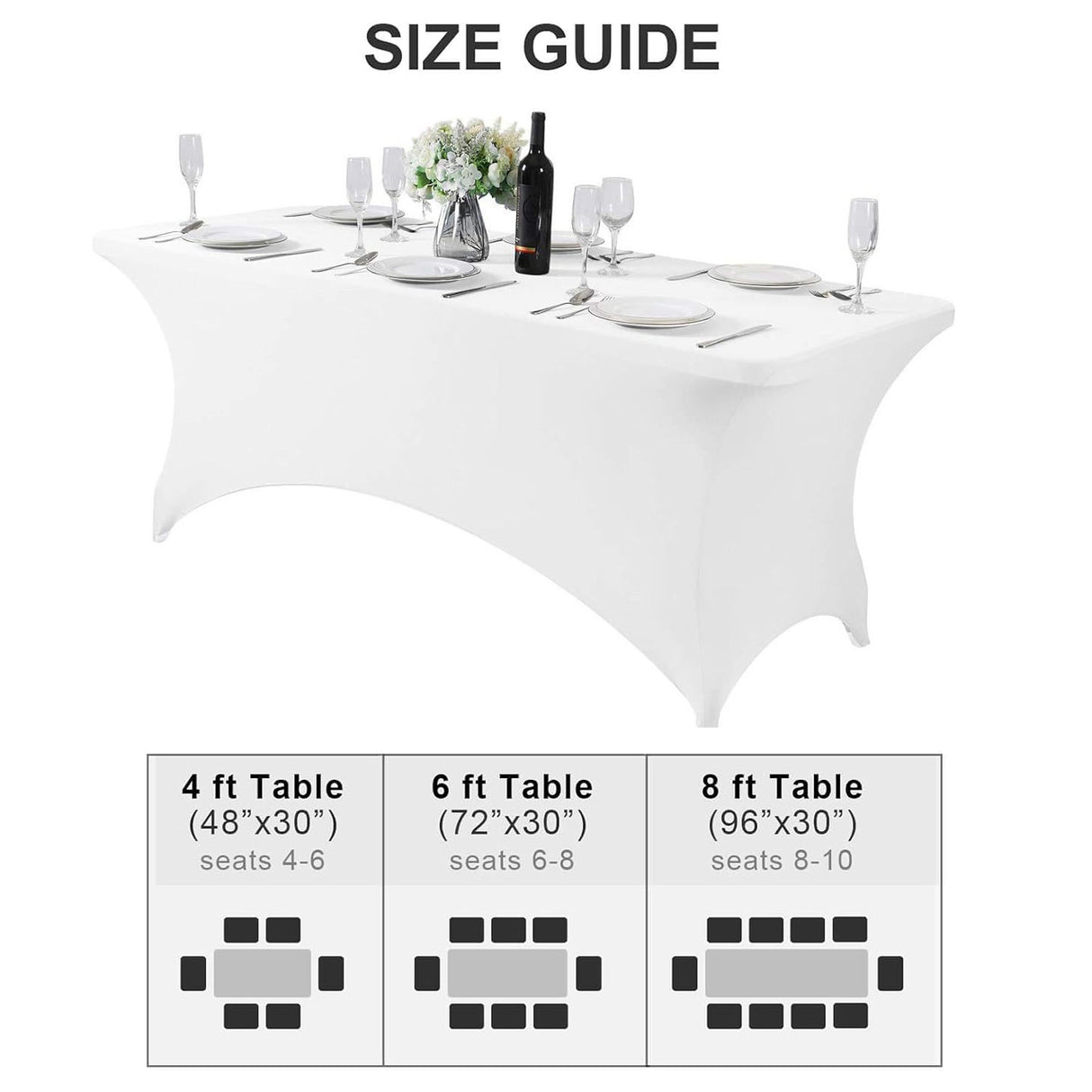 Stretch Rectangle Fitted Table Cover 72"x30"