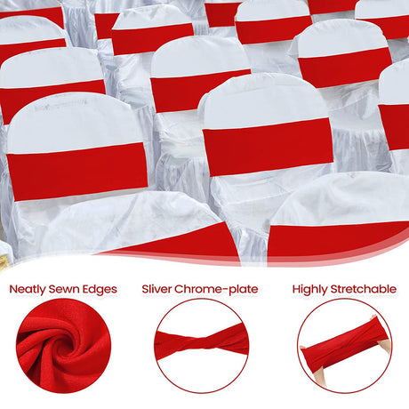 5 Pc Stretch Spandex Chair Sashes 5"x12" White