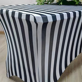 Stretch Spandex Rectangle Tablecloth Black/White Vertical Stripes 72"x30"