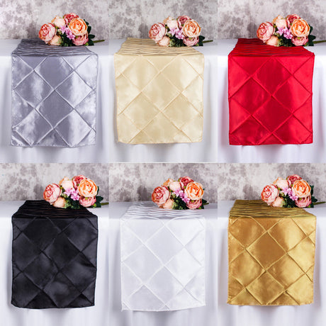 Taffeta Pintuck Table Runner 12"x108" Royal Blue