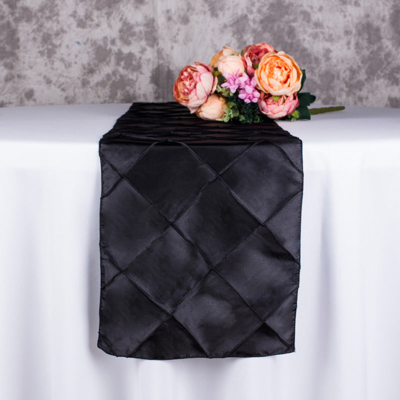 Taffeta Pintuck Table Runner 12"x108" Black