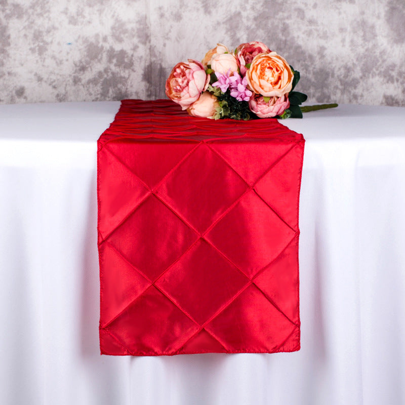 Taffeta Pintuck Table Runner 12"x108" Red