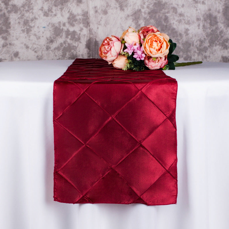 Taffeta Pintuck Table Runner 12"x108" Wine Red
