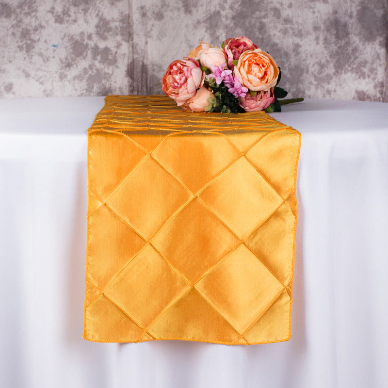Taffeta Pintuck Table Runner 12"x108" Golden Yellow