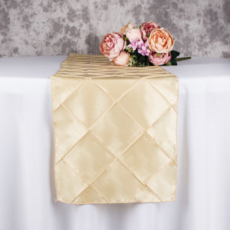 Taffeta Pintuck Table Runner 12"x108" Champagne