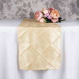 Taffeta Pintuck Table Runner 12"x108" Champagne