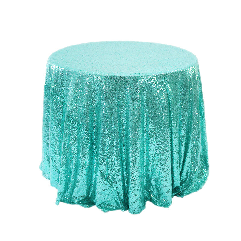 Sequin Round Tablecloth 132" Tiffany Blue
