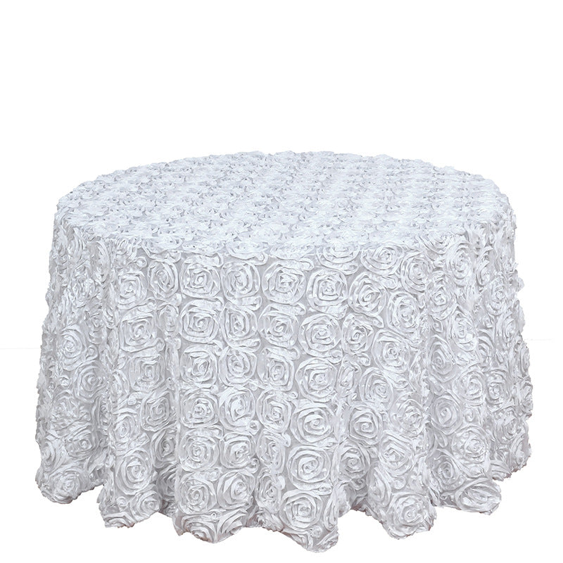 Satin Round Tablecloth 130" White