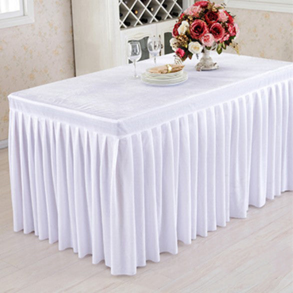 Velvet Rectangular Table Skirt 62"x23"x29" White