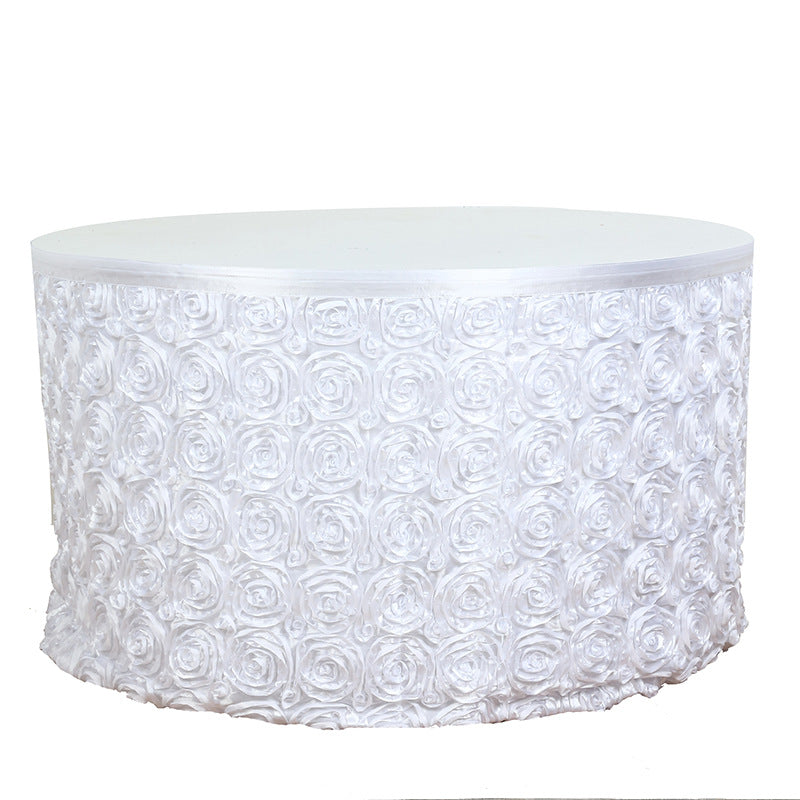 Rose Satin Table Skirt 21ft White