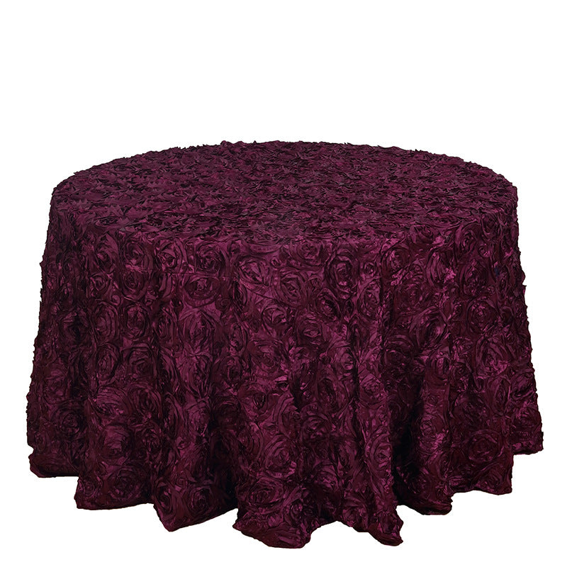Satin Round Tablecloth 130" Wine Purple