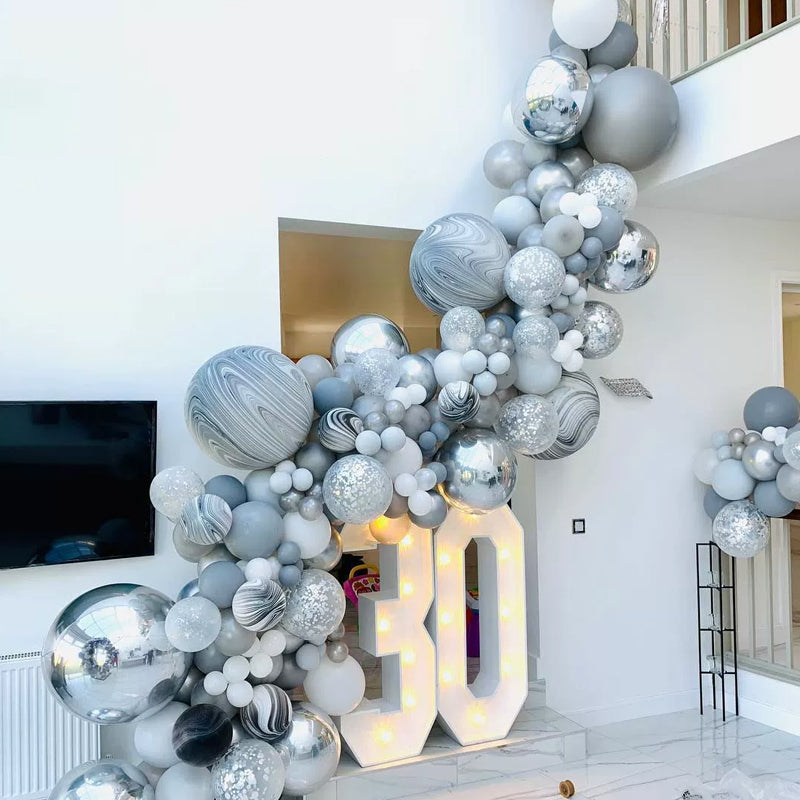10 Pc Matte Gray Latex Helium, Air or Water Balloons 18"