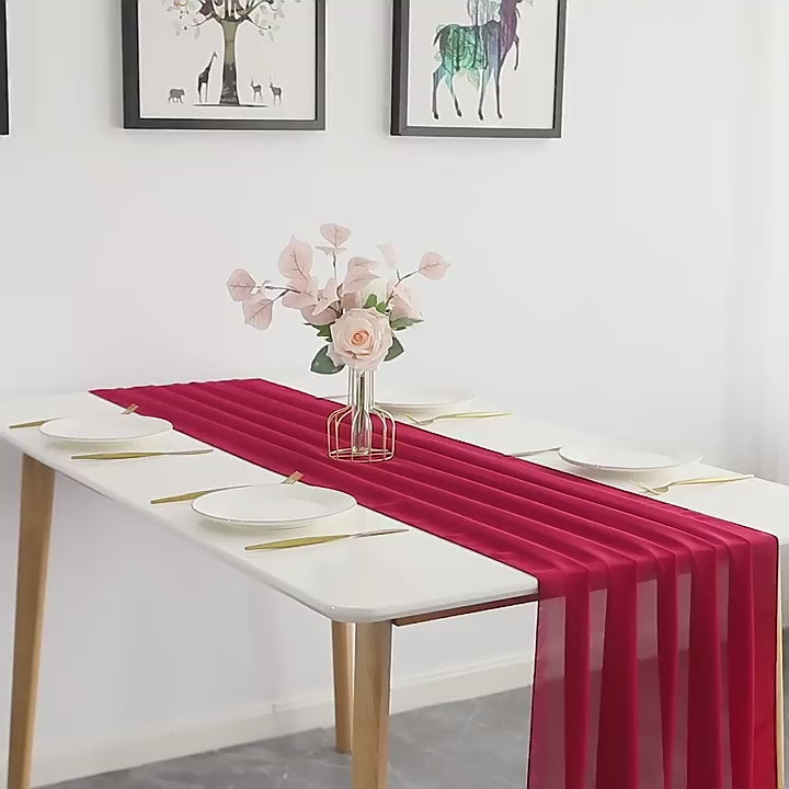 Premium Chiffon Table Runner 10ft Ivory